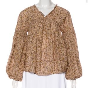 DOEN Floral Printed Blouse Long Sleeve Button Detail XS